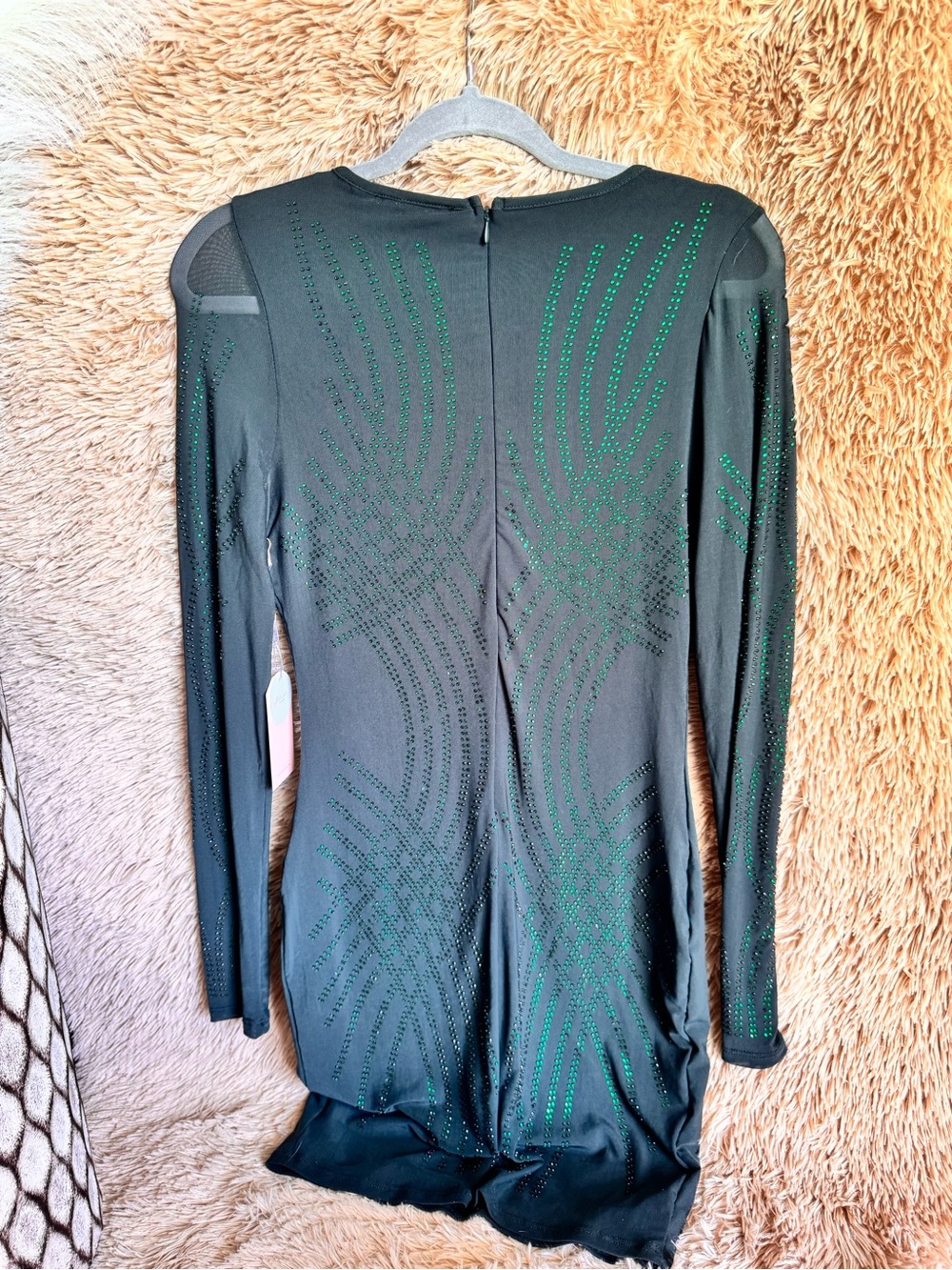 Green Mini Dress with Green Crystal Accents